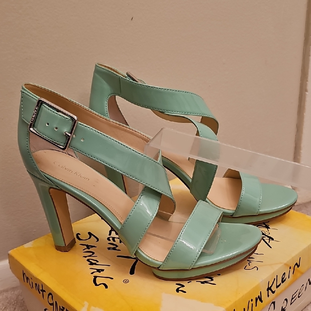 Calvin Klein Light Green Heeled Sandals